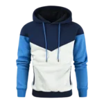 Mens Midweight Fleece Pullover Blue White Hoodie