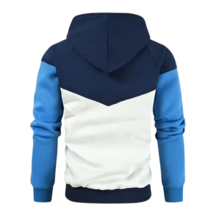 Mens Midweight Fleece Pullover Blue White Hoodie