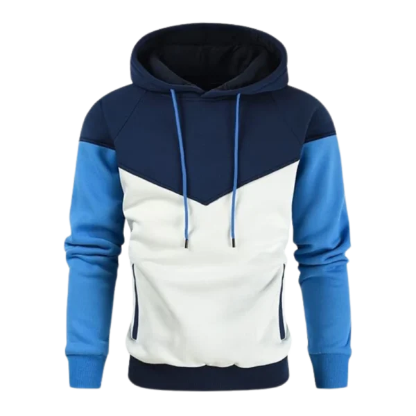 Mens Midweight Fleece Pullover Blue White Hoodie