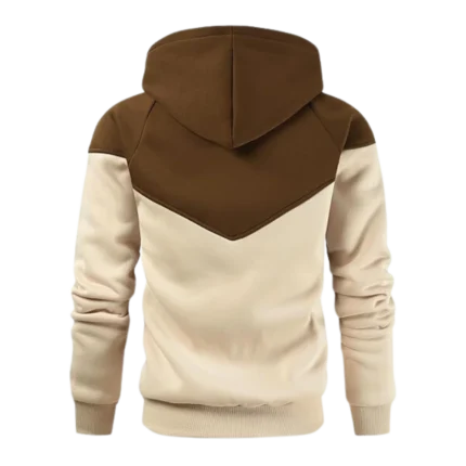 Mens Midweight Fleece Pullover Brown Khaki Hoodie