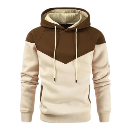 Mens Midweight Fleece Pullover Brown Khaki Hoodie