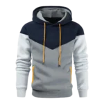 Mens Midweight Fleece Pullover Darkblue Grey Hoodie