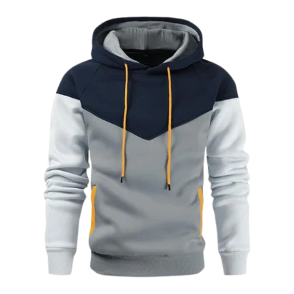 Mens Midweight Fleece Pullover Darkblue Grey Hoodie