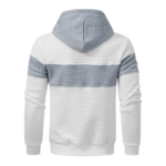 Mens Pullover Patchwork Plaid Jacquard White Hoodie