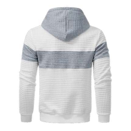 Mens Pullover Patchwork Plaid Jacquard White Hoodie