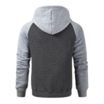 Mens Patchwork Plaid Jacquard Pullover Grey Hoodie