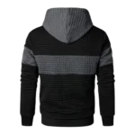 Men’s Sweatshirts Long Sleeve Pullover Patchwork Plaid Jacquard Hoodie Casual Drawstring Hoody Top (2)