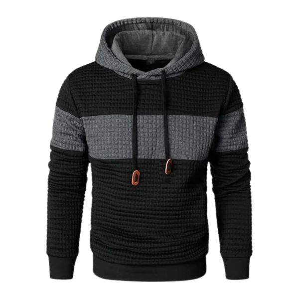 Mens Sweatshirts Long Sleeve Pullover Patchwork Plaid Jacquard Hoodie Casual Drawstring Hoody Top