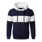 Mens Pullover Patchwork Plaid Jacquard Blue Hoodie