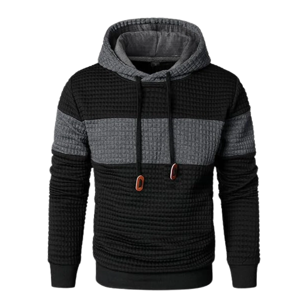 Mens Sweatshirts Long Sleeve Pullover Patchwork Plaid Jacquard Hoodie Casual Drawstring Hoody Top