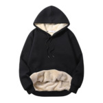 Mens Thermal Sherpa Lined Black Hoodie