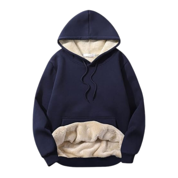 Mens Thermal Sherpa Lined Navy Hoodie