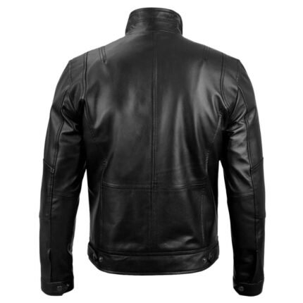 Men's Top Notch Black Cafe Racer Leather Jacket