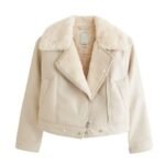 Women Biker Style Fur Lined Suede Jacket