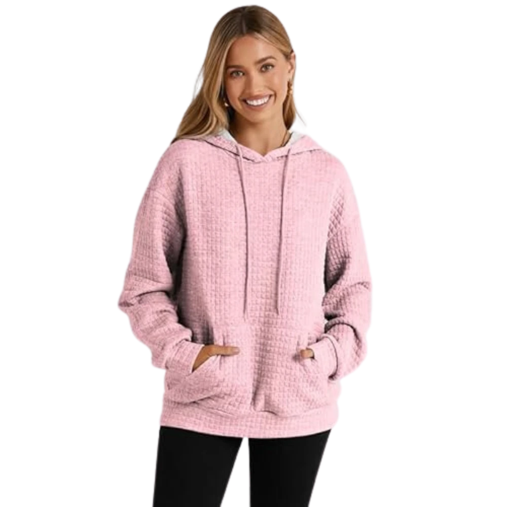 Womens Pullover Casual Oversized Pink Hoodie 4