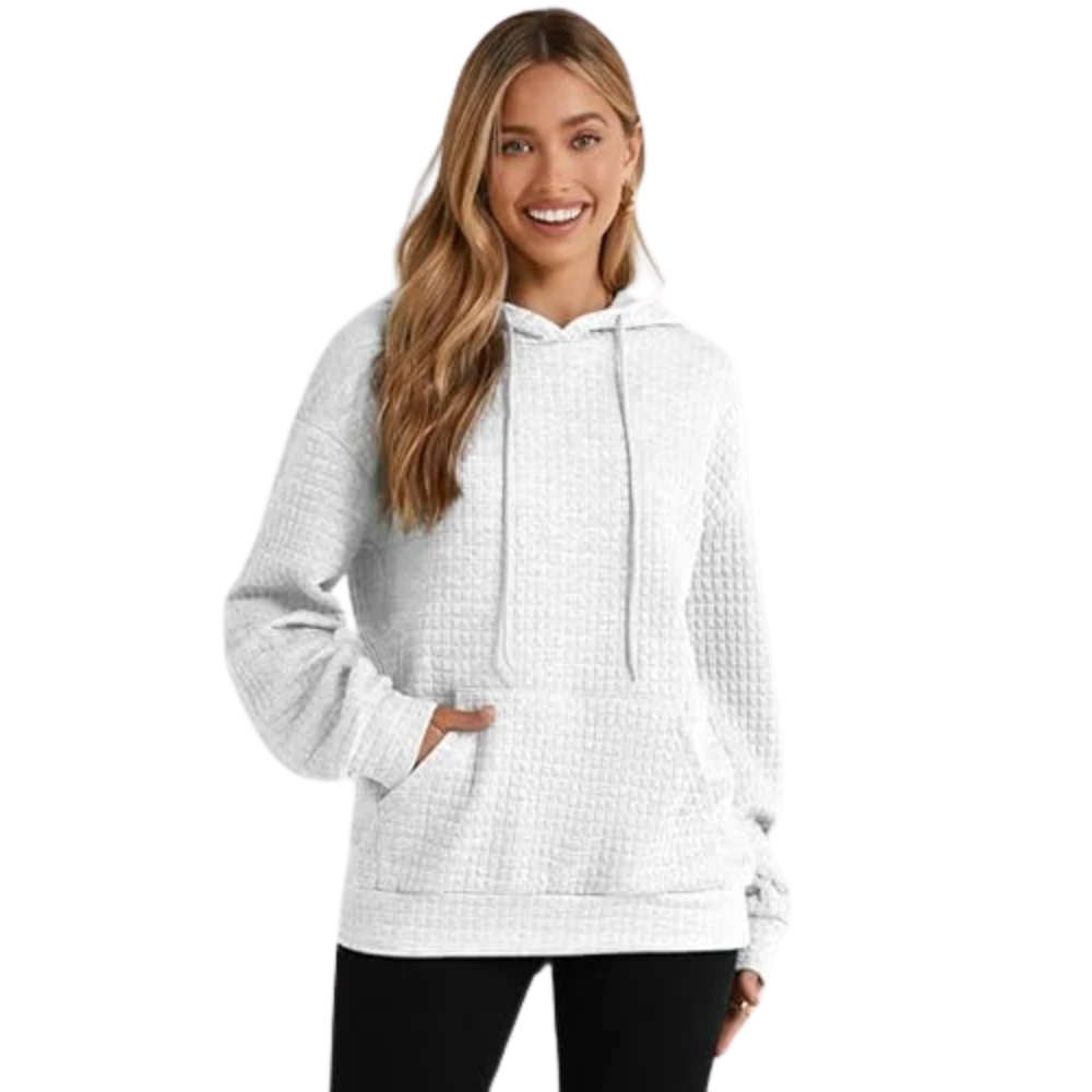 Womens Pullover Casual Oversized White Hoodie 2