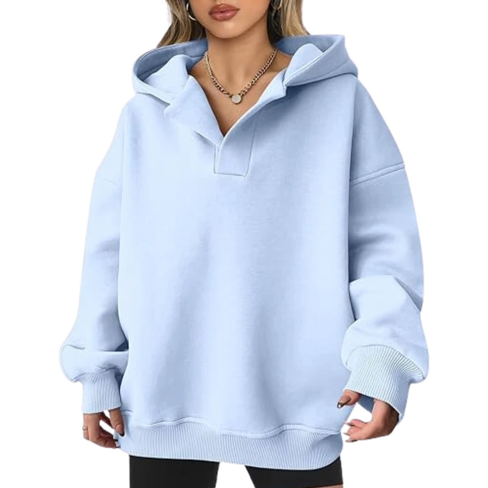 Womens Pullover Oversized Light Blue Hoodie