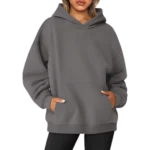 Women's Pullover Oversized Sweatshirts Fleece Blackgrey Hoodie Front look