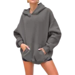 Women's Pullover Oversized Sweatshirts Fleece Blackgrey Hoodie Front look 2