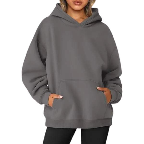 Women's Pullover Oversized Sweatshirts Fleece Blackgrey Hoodie Front look