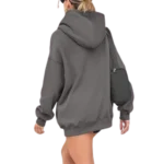 Women's Pullover Oversized Sweatshirts Fleece Blackgrey Hoodie back look