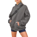 Women's Pullover Oversized Sweatshirts Fleece Blackgrey Hoodie side look