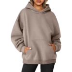 Women's Pullover Oversized Sweatshirts Fleece Coffeegrey Hoodie Front look 2