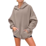 Women's Pullover Oversized Sweatshirts Fleece Coffeegrey Hoodie back look