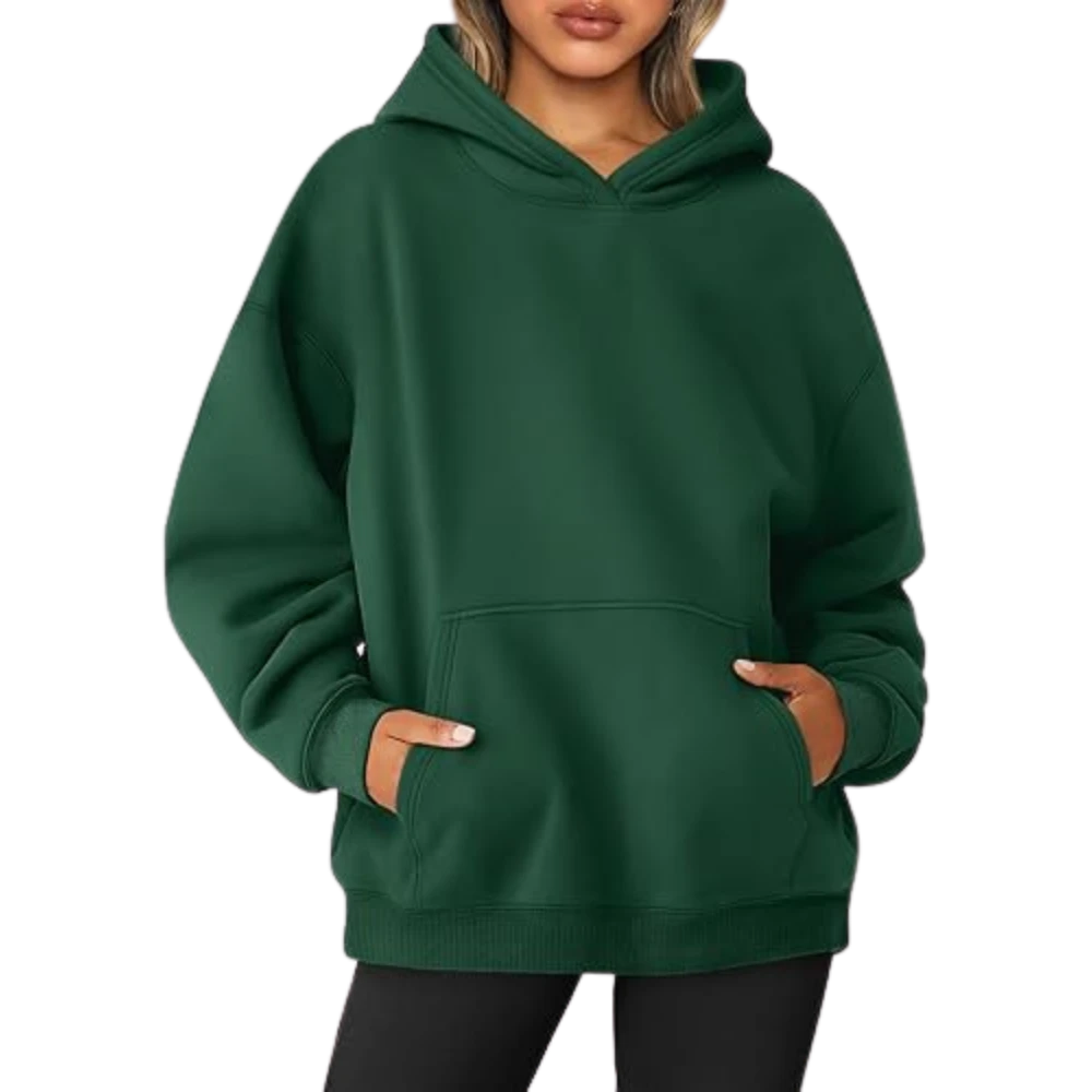 Women's Pullover Oversized Sweatshirts Fleece Darkgreen Hoodie Front look