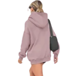 Women's Pullover Oversized Sweatshirts Fleece Darkpink Hoodie Back look