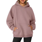 Women's Pullover Oversized Sweatshirts Fleece Darkpink Hoodie Front look