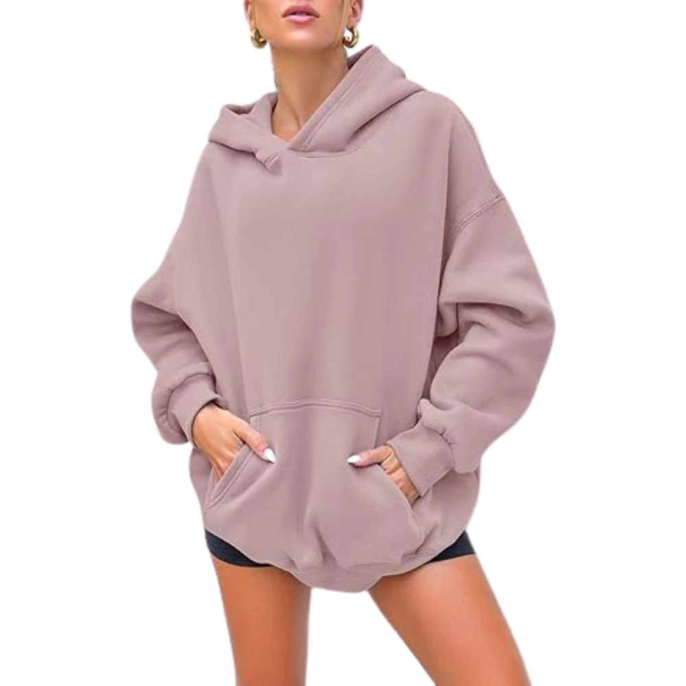 Women's Pullover Oversized Sweatshirts Fleece Darkpink Hoodie Front look 2