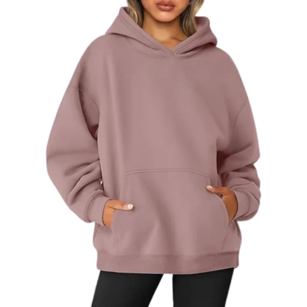 Women's Pullover Oversized Sweatshirts Fleece Darkpink Hoodie Front look