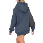 Women's Pullover Oversized Sweatshirts Fleece Dustyblue Hoodie Back look