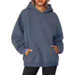 Women's Pullover Oversized Sweatshirts Fleece Dustyblue Hoodie Front look