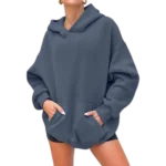 Women's Pullover Oversized Sweatshirts Fleece Dustyblue Hoodie Front look 2