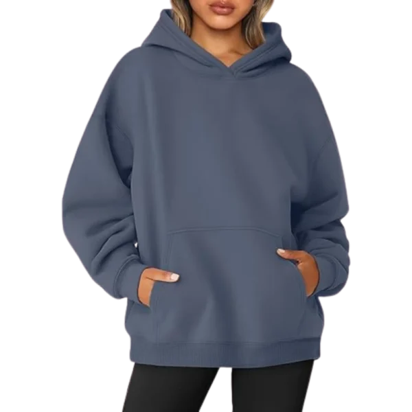 Women's Pullover Oversized Sweatshirts Fleece Dustyblue Hoodie Front look