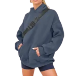 Women's Pullover Oversized Sweatshirts Fleece Dustyblue Hoodie Side look