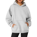 Women's Pullover Oversized Sweatshirts Fleece Grey Hoodie Front look