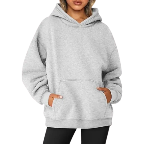 Women's Pullover Oversized Sweatshirts Fleece Grey Hoodie Front look