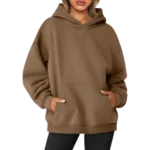 Women's Pullover Oversized Sweatshirts Fleece Khaki Hoodie Front look