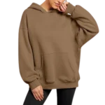 Women's Pullover Oversized Sweatshirts Fleece Khaki Hoodie Front look 2