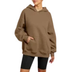 Women's Pullover Oversized Sweatshirts Fleece Khaki Hoodie Side look 2