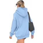 Women's Pullover Oversized Sweatshirts Fleece Lightblue Hoodie Back look