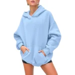 Women's Pullover Oversized Sweatshirts Fleece Lightblue Hoodie Front look 2