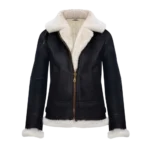 Womens RAF B3 Fur Shearling Black Leather Jacket