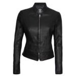 Women's Slim Fit Black Leather Biker Jacket