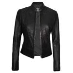 Women's Slim Fit Black Leather Biker Jacket