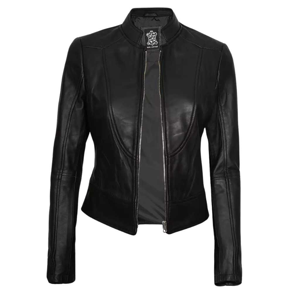 Women's Slim Fit Black Leather Biker Jacket