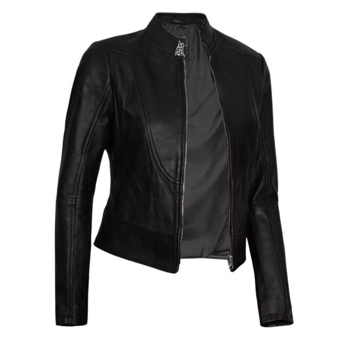 Women's Slim Fit Black Leather Biker Jacket